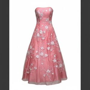 Jovani Pink Floral Embroidered Wedding Dress 12